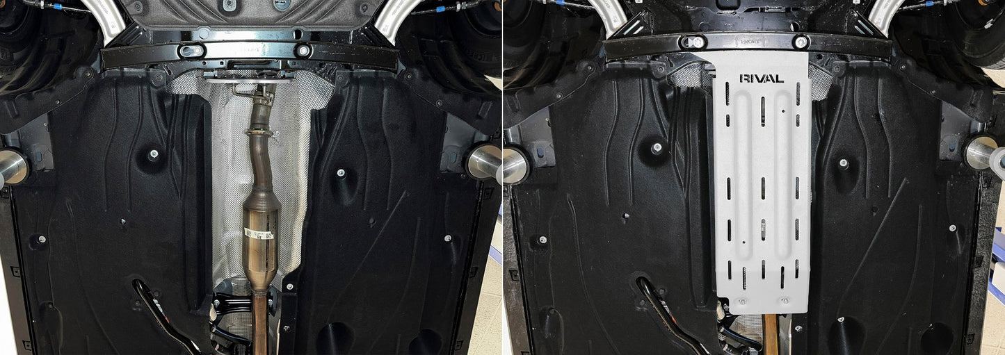 RIVAL Aluminum Catalytic Converter Skid Plate 2022-2025 Ford Maverick Hybrid 2WD ONLY - RIVAL USA INC.