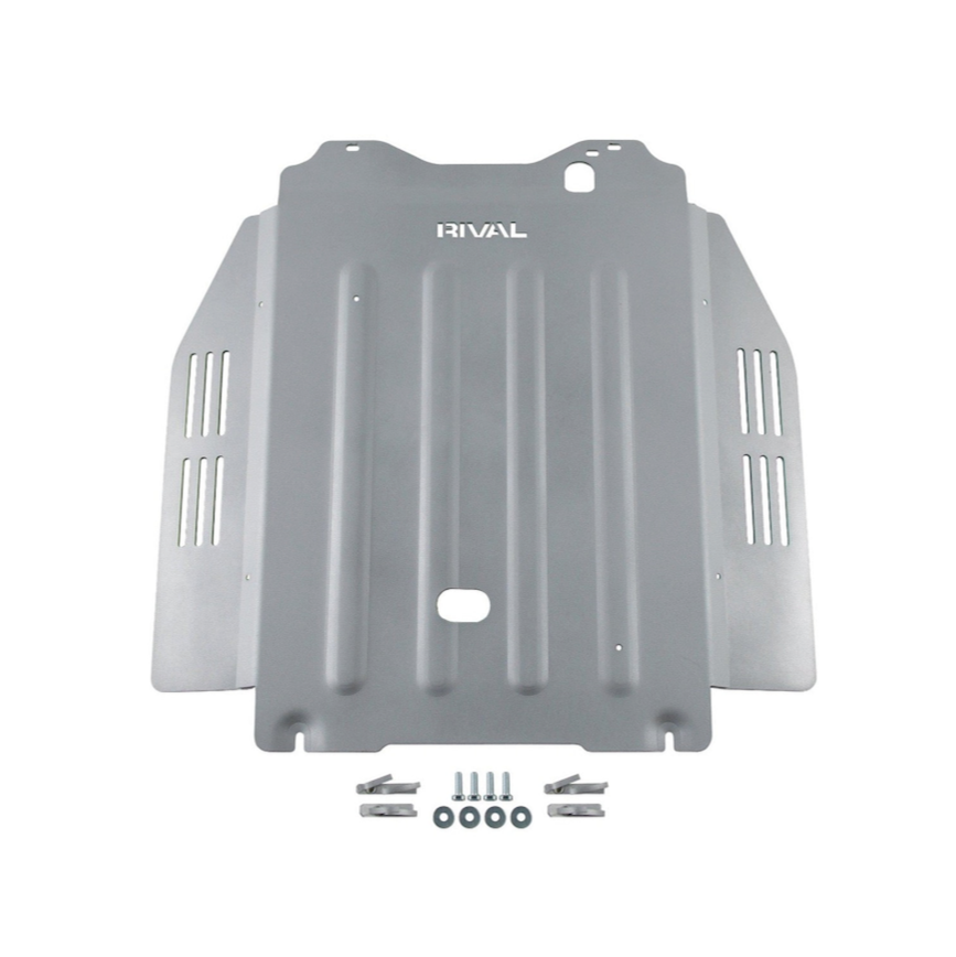 RIVAL Aluminum Transmission Catalytic Converter Skid Plate 2021-2025 Toyota Tundra CrewMax Hybrid 2022-2025 Toyota Sequoia (Compatible with TRD Skid Plate) - RIVAL USA INC.