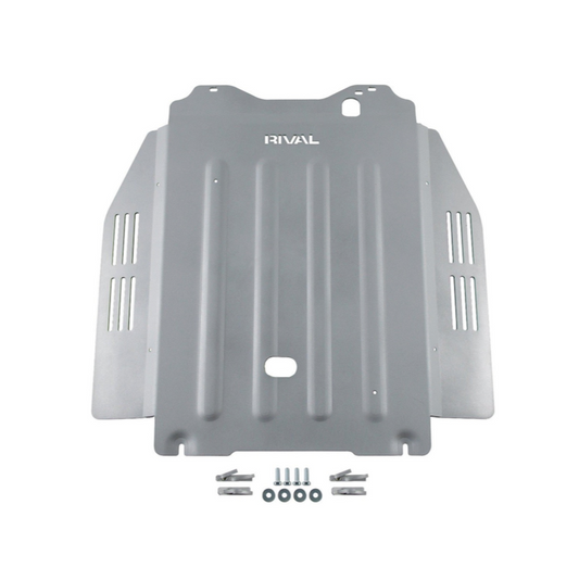 RIVAL Aluminum Transmission Catalytic Converter Skid Plate 2021-2025 Toyota Tundra CrewMax Hybrid 2022-2025 Toyota Sequoia (Compatible with TRD Skid Plate) - RIVAL USA INC.