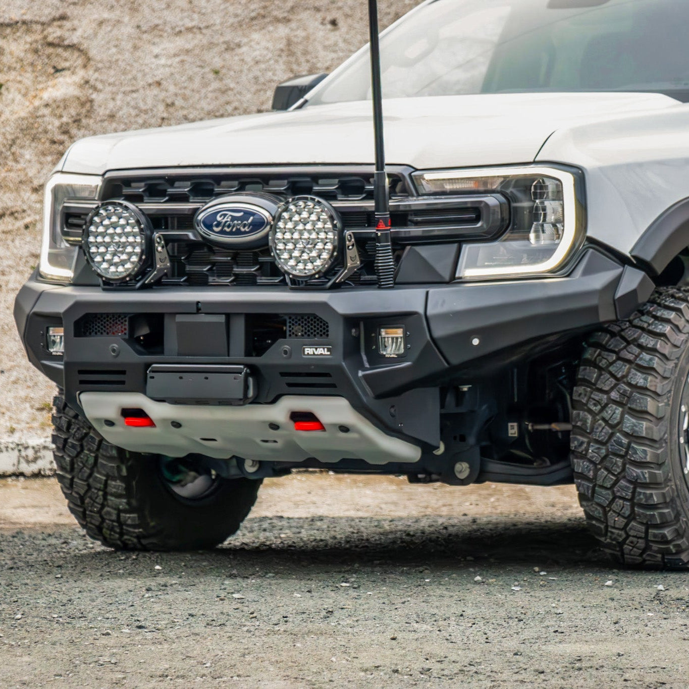 RIVAL Front Aluminum Bumper 2024-2025 Ford Ranger U.S. with Winch Mount and Recovery Points - RIVAL USA INC.