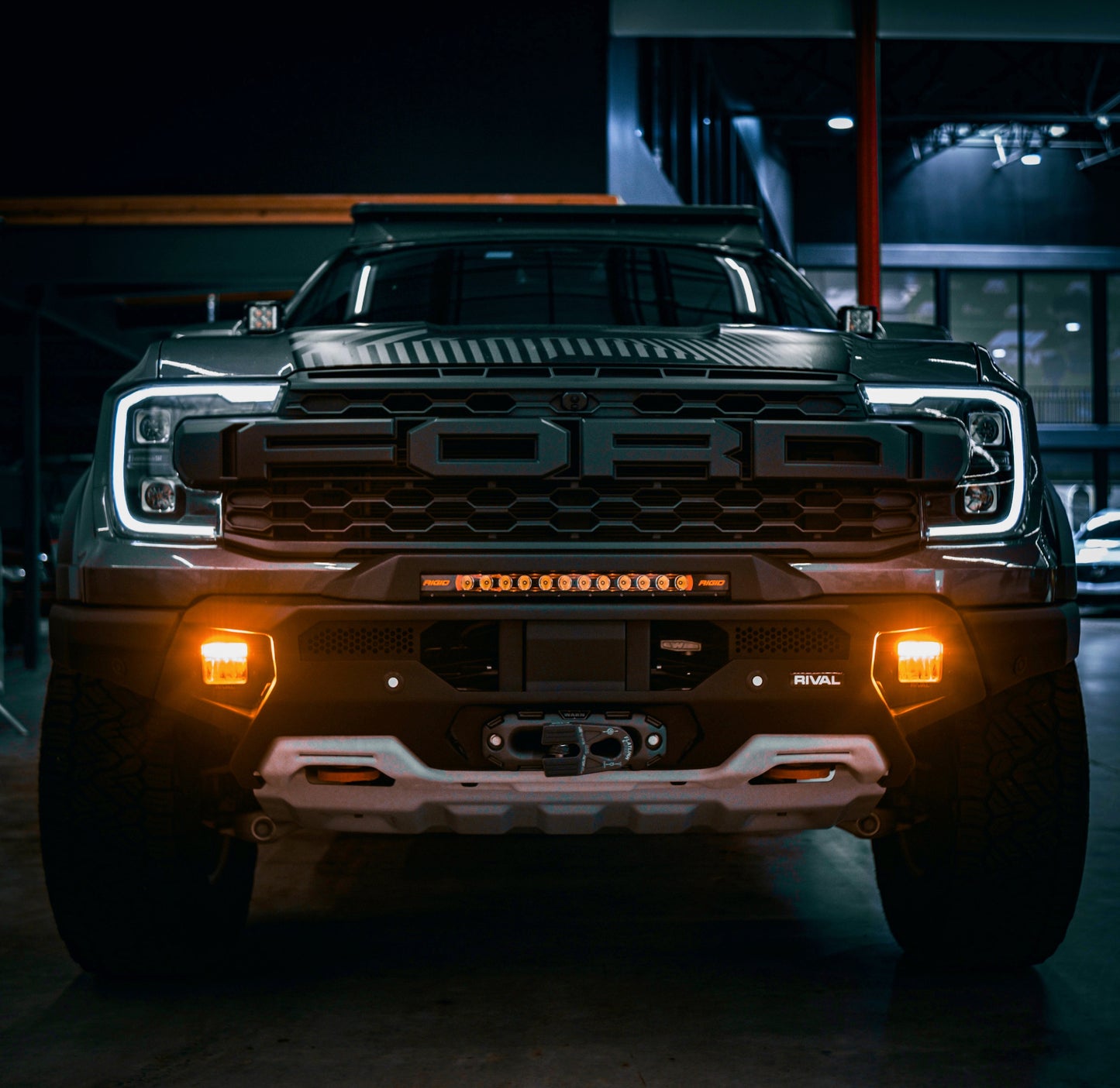 RIVAL Front Aluminum Bumper Ford Ranger Raptor 2024-2025 with Winch Mount and Recovery Points