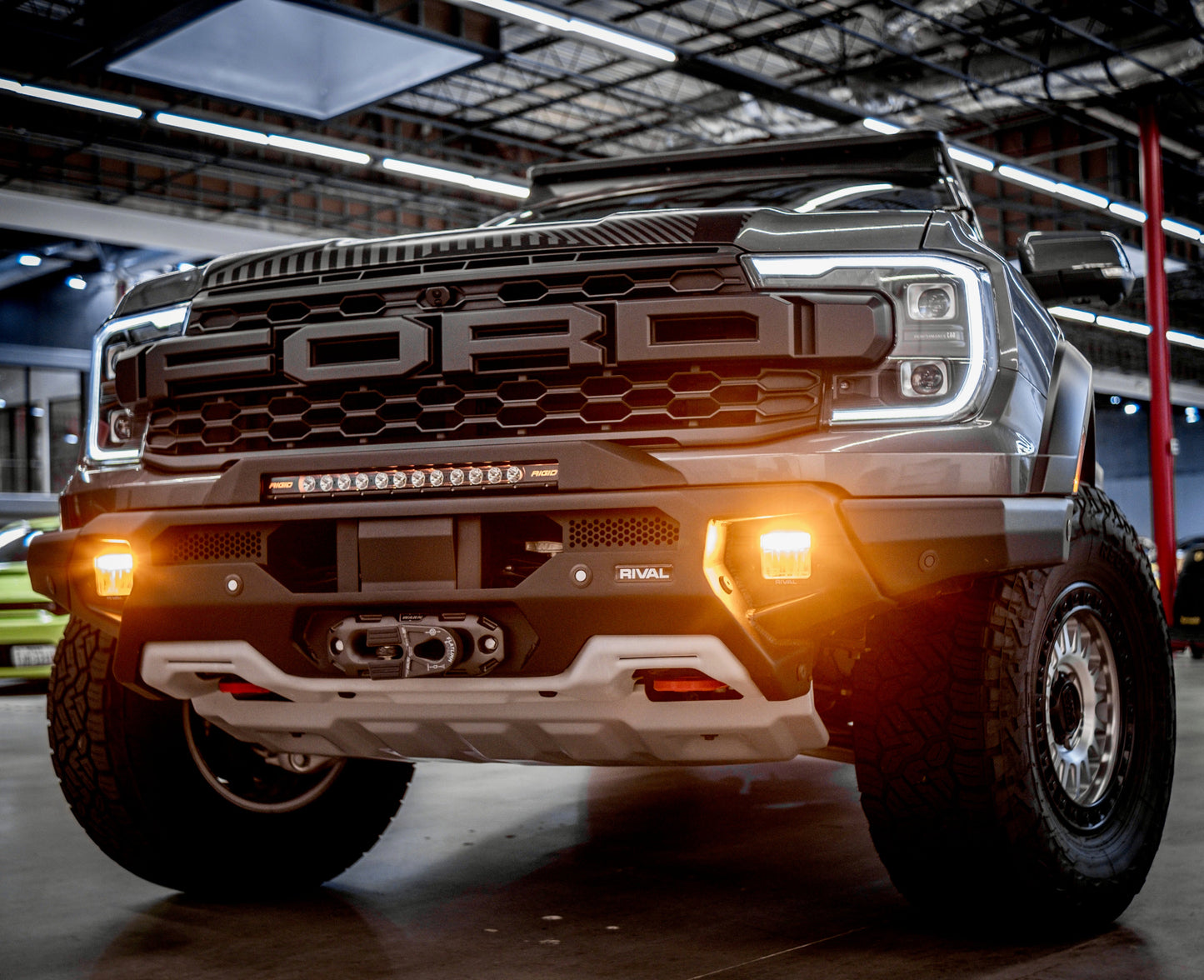 RIVAL Front Aluminum Bumper Ford Ranger Raptor 2024-2025 with Winch Mount and Recovery Points