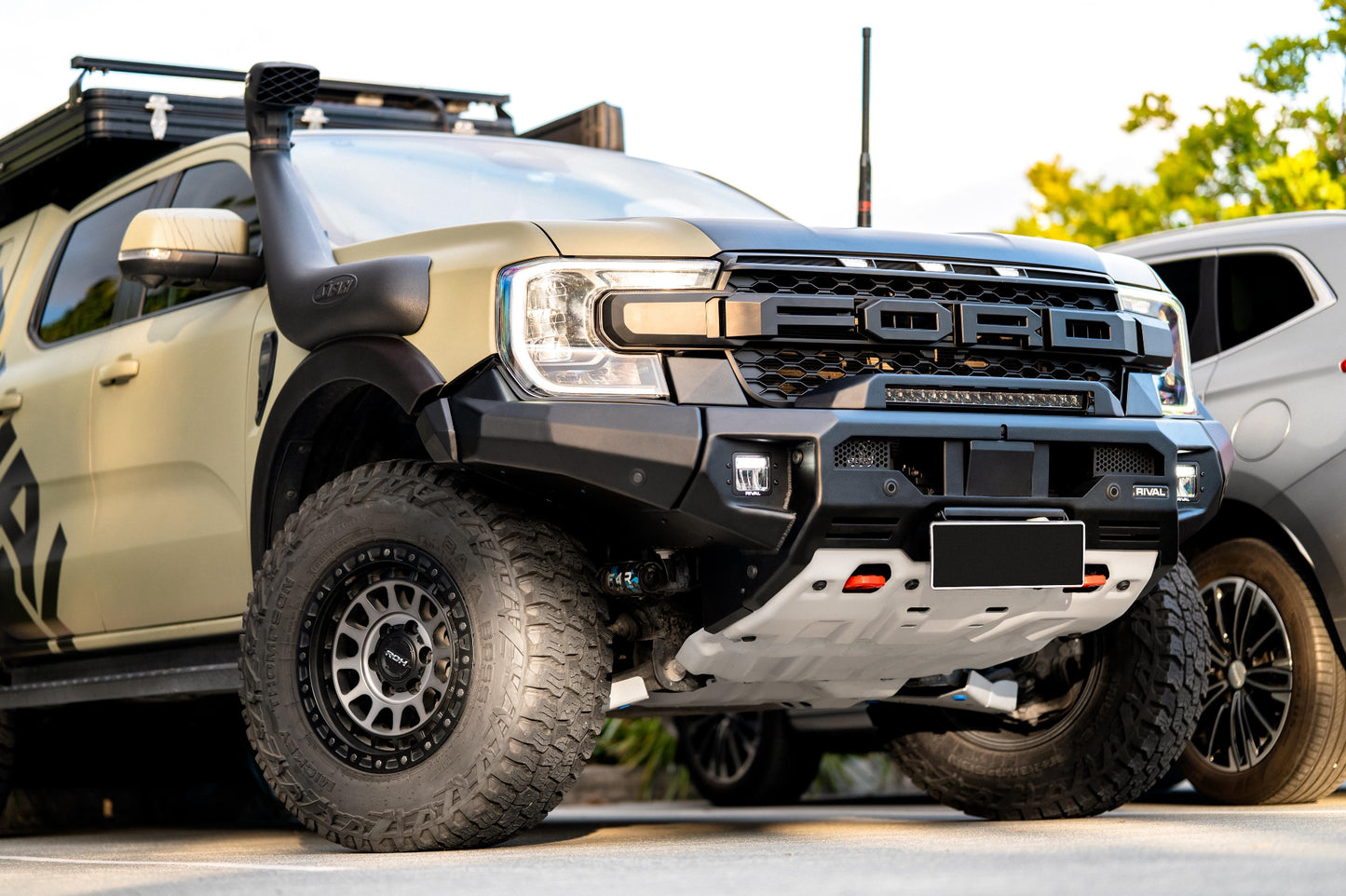 RIVAL Front Aluminum Bumper 2024-2025 Ford Ranger U.S. with Winch Mount and Recovery Points - RIVAL USA INC.