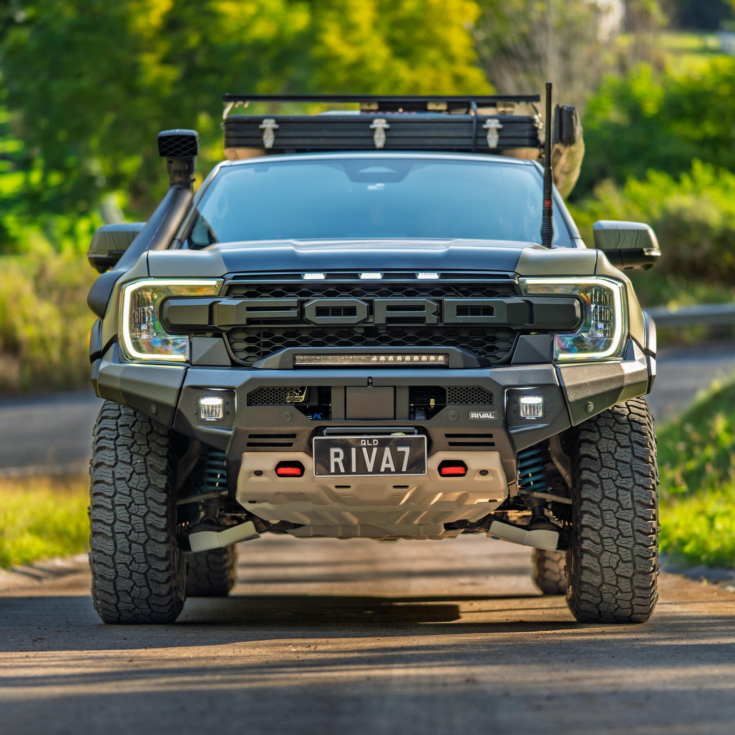 RIVAL Front Aluminum Bumper 2024-2025 Ford Ranger U.S. with Winch Mount and Recovery Points - RIVAL USA INC.