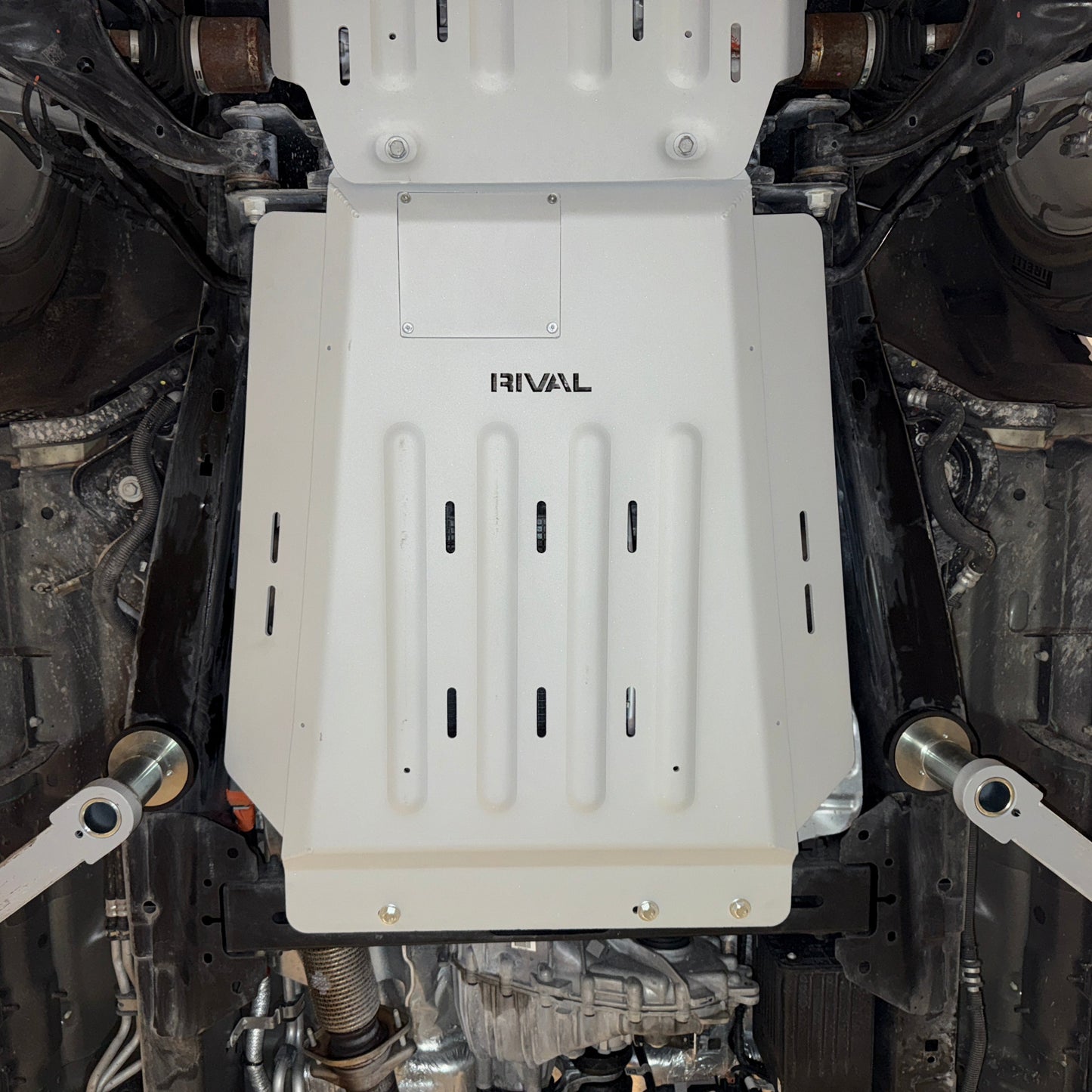 RIVAL Aluminum Transmission Catalytic Converter Skid Plate 2015-2025 Ford F-150 PowerBoost Only - RIVAL USA INC.