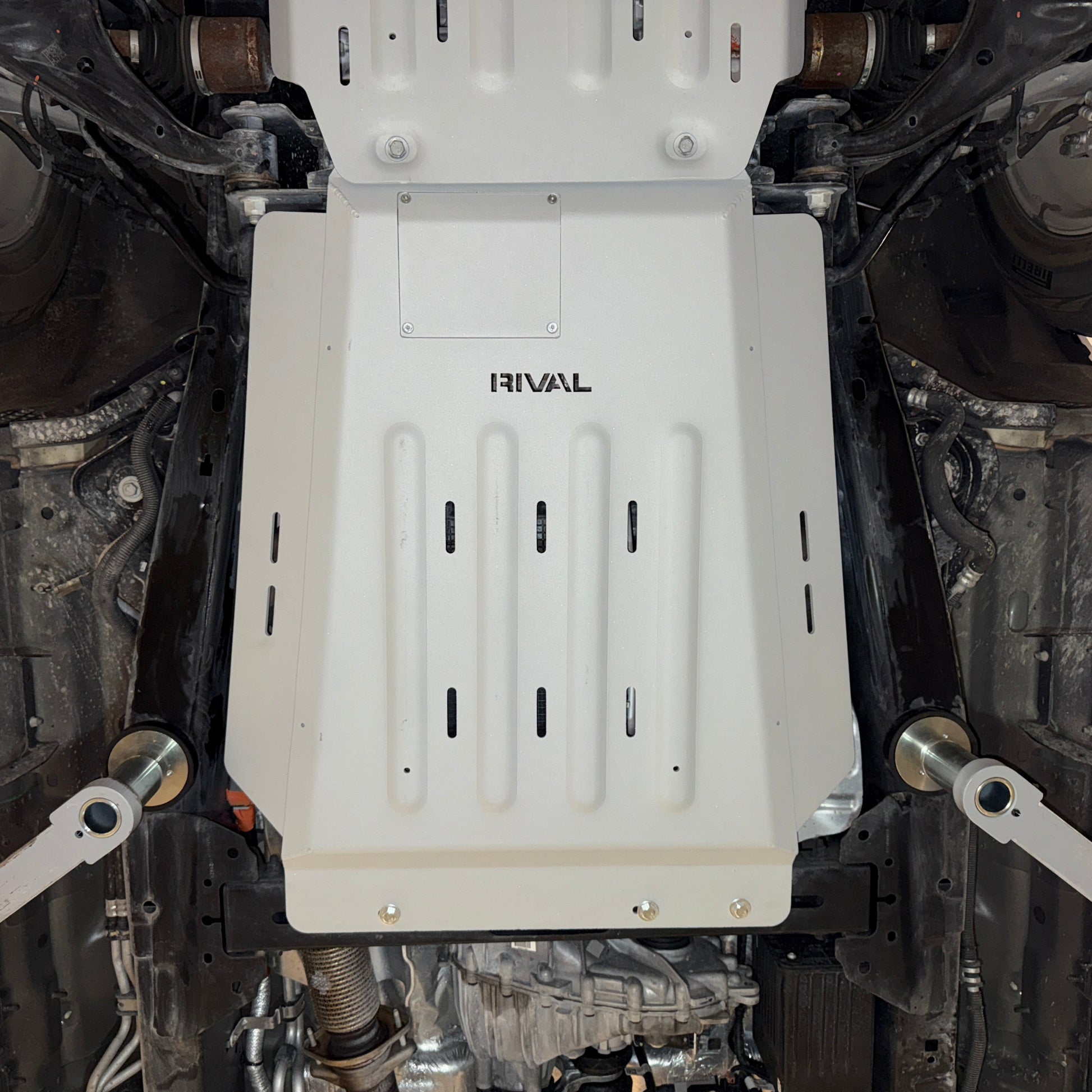 RIVAL Aluminum Transmission Catalytic Converter Skid Plate 2015-2025 Ford F-150 PowerBoost Only - RIVAL USA INC.