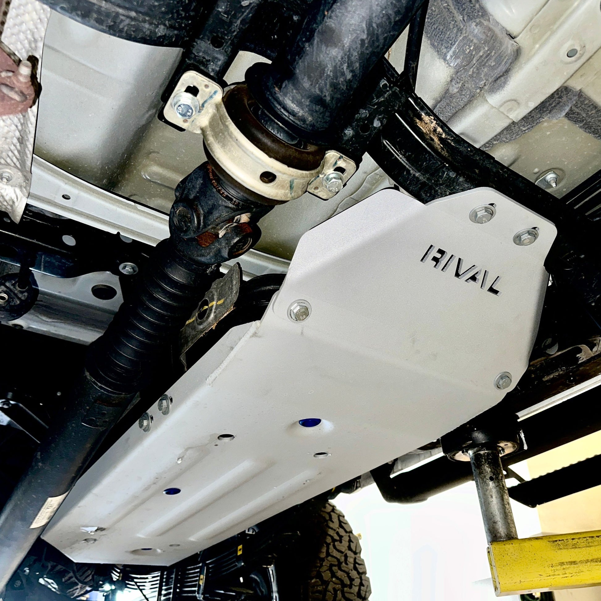 RIVAL Aluminum Gas Tank Skid Plate 2016-2023 Toyota Tacoma 3Gen Including TRD Offroad 5-Foot Bed Only - RIVAL USA INC.