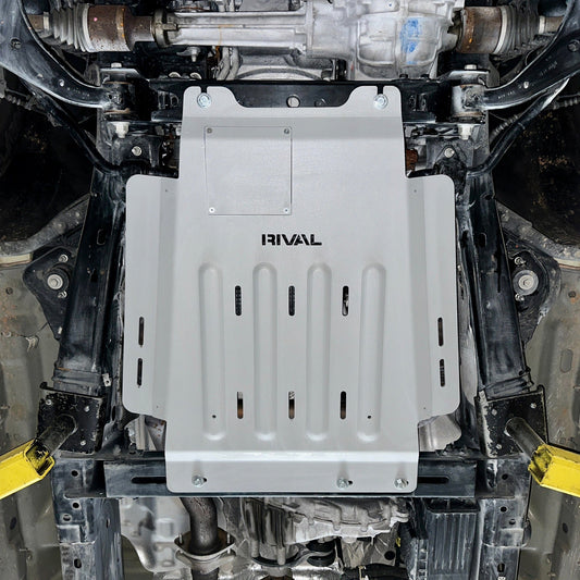 RIVAL Aluminum Transmission Catalytic Converter Skid Plate Ford F-150 2015-2024 EcoBoost PowerBoost V8