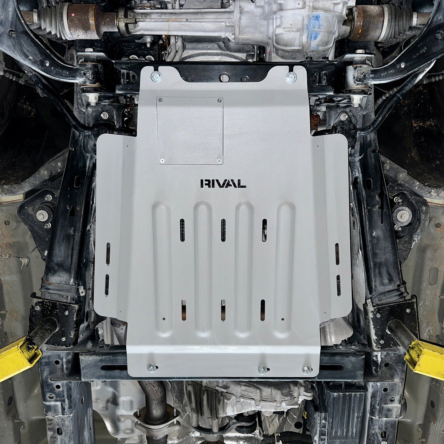 RIVAL Aluminum Transmission Catalytic Converter Skid Plate 2015-2025 Ford F-150 EcoBoost V8 except PowerBoost - RIVAL USA INC.