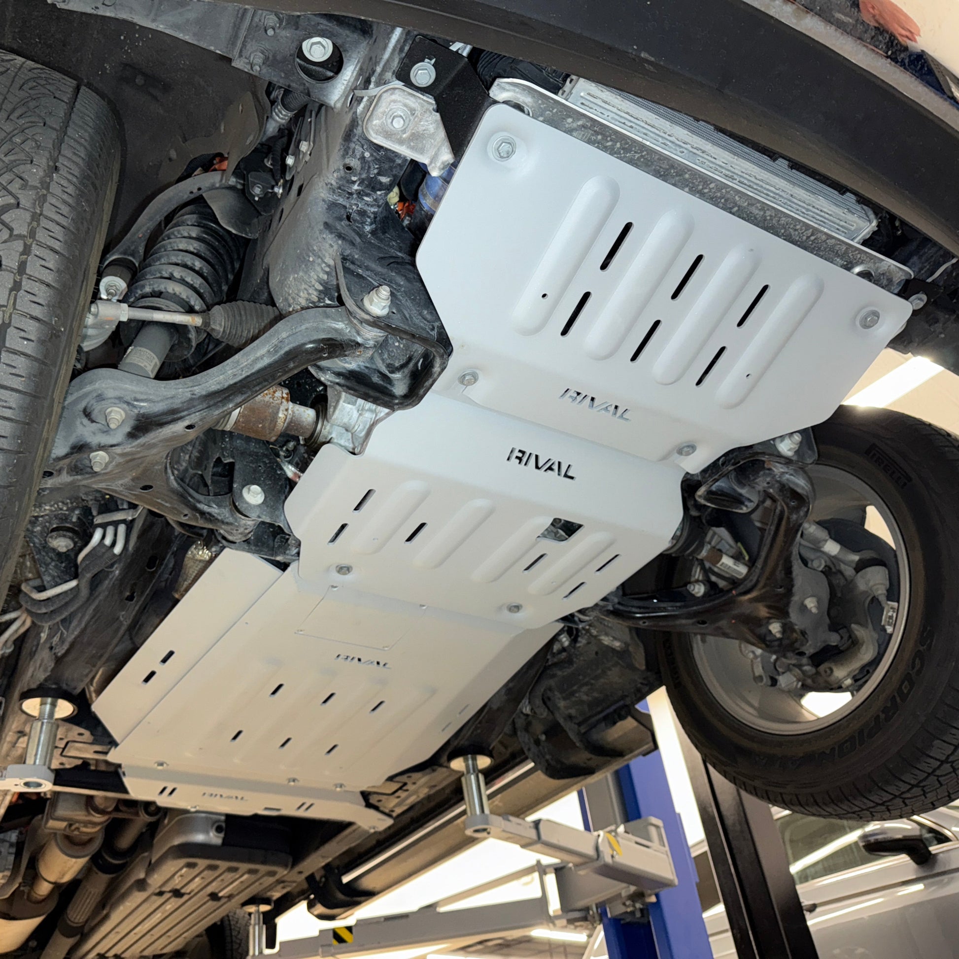 Full Set RIVAL Aluminum Skid Plates 2015-2025 Ford F-150 PowerBoost Only - RIVAL USA INC.