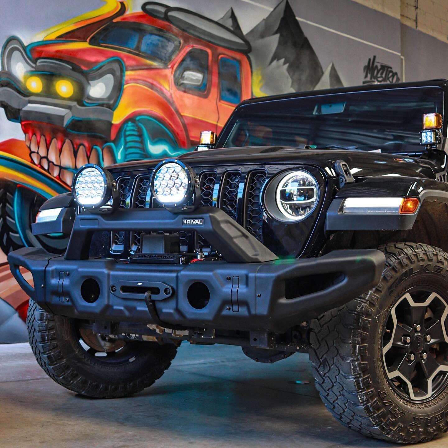 Full Set RIVAL Front Modular Stamped Steel Full-Width Bumper Jeep Wrangler and Gladiator - RIVAL USA