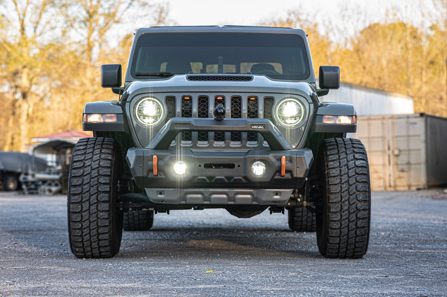 Full Set RIVAL Front Modular Stamped Steel Stubby Bumper Jeep Wrangler and Gladiator - RIVAL USA