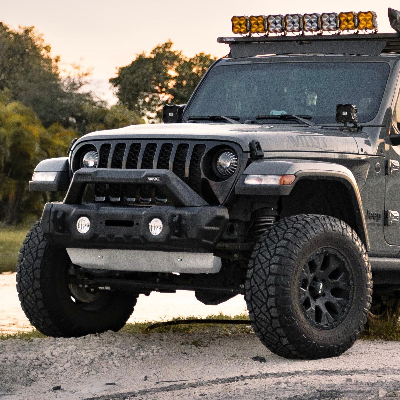 2D.2715.1-NL Full Set RIVAL Front Modular Stamped Steel Stubby Bumper Jeep Wrangler and Gladiator - RIVAL 4x4 United States