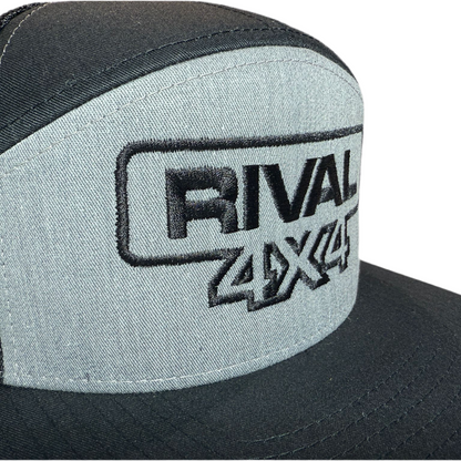 RIVAL 4x4 Black Gray Trucker Hat Embroidered - RIVAL USA INC.