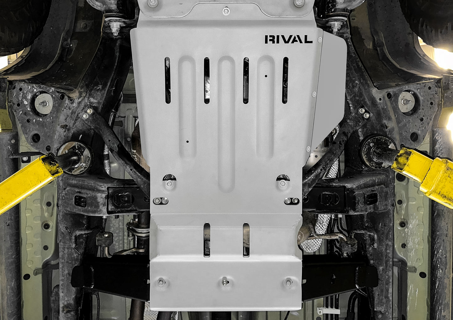 RIVAL Aluminum Transmission and Transfer Case Skid Plate Toyota Tacoma 3Gen 4WD 2016-2023 Compatible with TRD Skid Plate