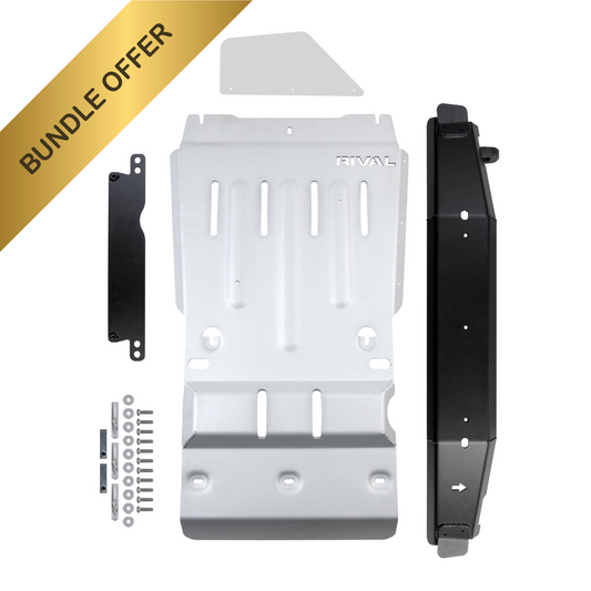 RIVAL Aluminum Transmission and Transfer Case Skid Plate Toyota Tacoma 3Gen 4WD 2016-2023 Compatible with TRD Skid Plate