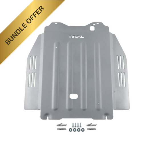 RIVAL Aluminum Transmission Catalytic Converter Skid Plate 2021-2025 Toyota Tundra CrewMax Hybrid 2022-2025 Toyota Sequoia (Compatible with TRD Skid Plate)