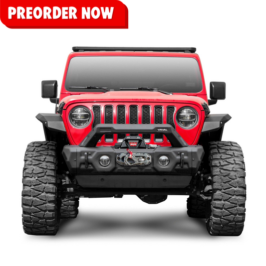 Full Set RIVAL Gen2 Front Stamped Steel Stubby Bumper 2018-2025 Jeep Wrangler JL including 392 | 2007-2018 Jeep Wrangler JK | 2020-2025 Jeep Gladiator including Mojave - RIVAL USA INC.