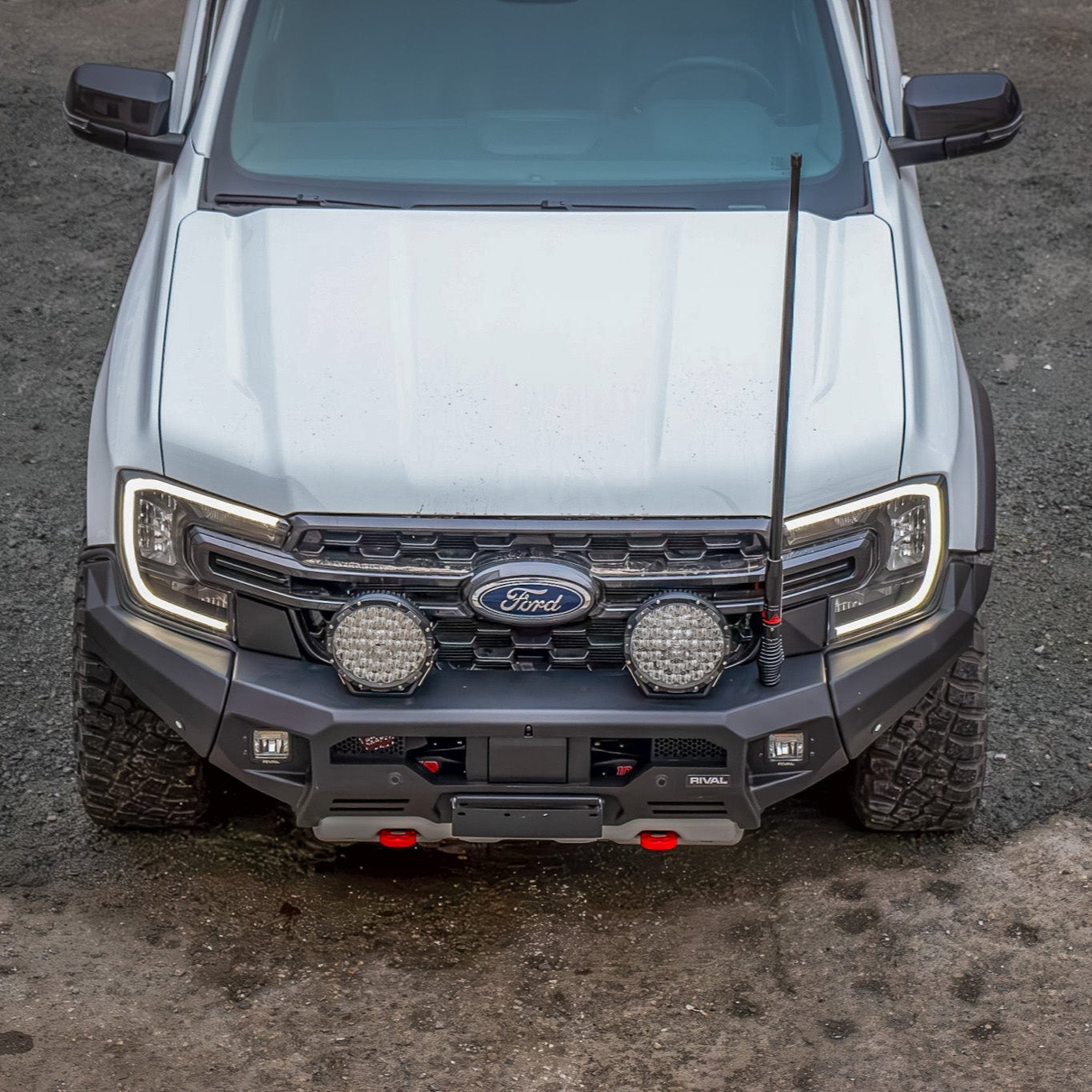RIVAL Front Aluminum Bumper 2024-2025 Ford Ranger U.S. with Winch Mount and Recovery Points - RIVAL USA INC.