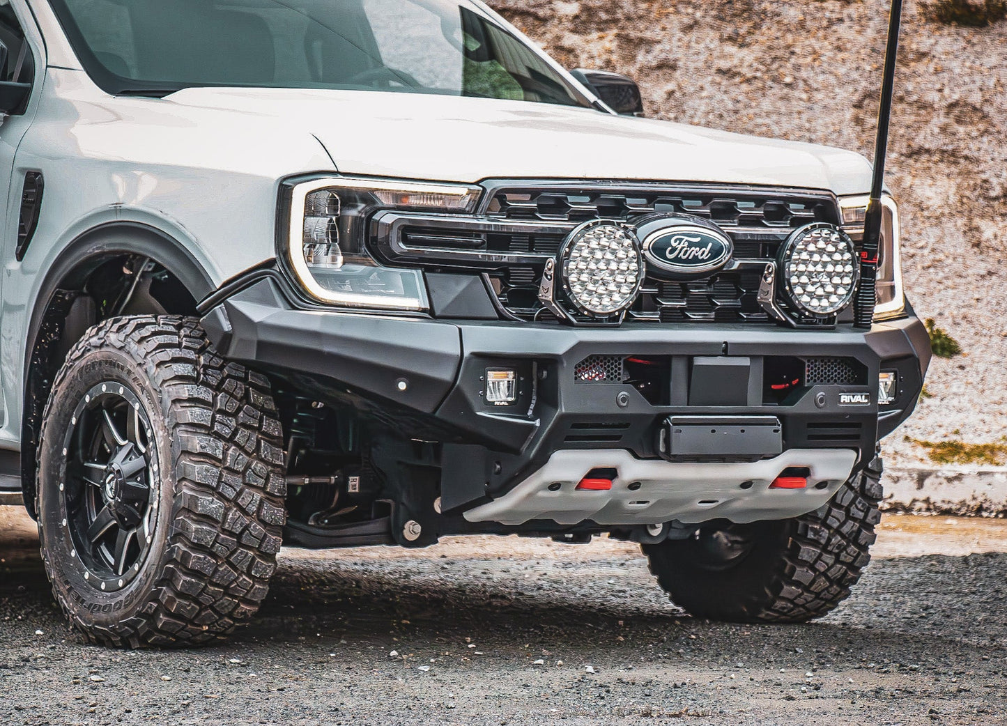 RIVAL Front Aluminum Bumper 2024-2025 Ford Ranger U.S. with Winch Mount and Recovery Points - RIVAL USA INC.