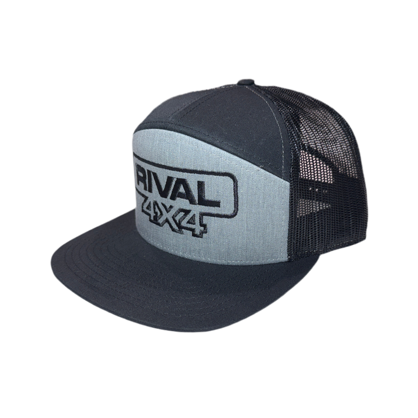 RIVAL 4x4 Black Gray Trucker Hat Embroidered - RIVAL USA INC.