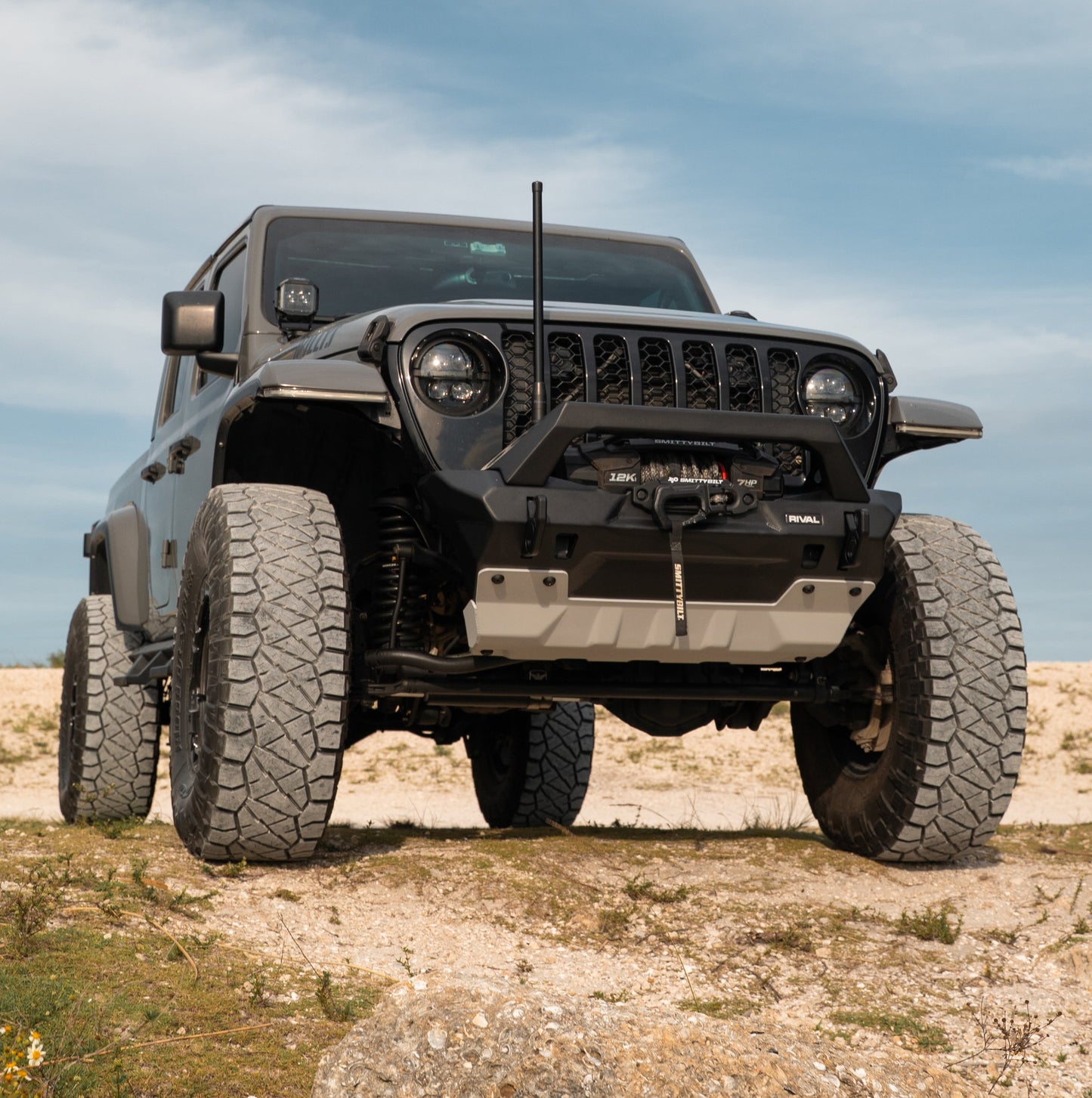RIVAL Jeep Wrangler Front Aluminum Bumper 2018-2026 Jeep Wrangler JL 2007-2017 Jeep Wrangler JK 2020-2026 Jeep Gladiator including Mojave