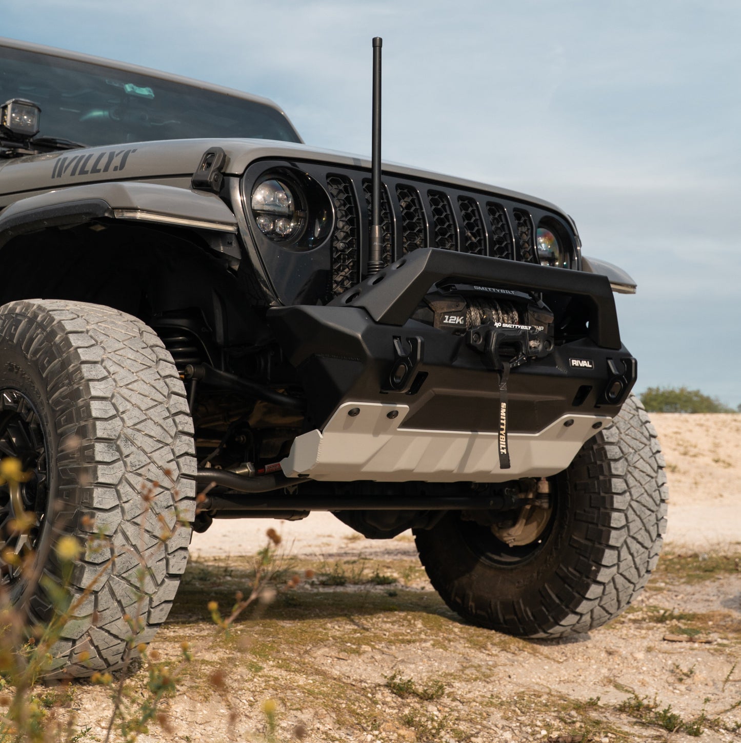 RIVAL Jeep Wrangler Front Aluminum Bumper 2018-2026 Jeep Wrangler JL 2007-2017 Jeep Wrangler JK 2020-2026 Jeep Gladiator including Mojave