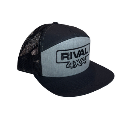 RIVAL 4x4 Black Gray Trucker Hat Embroidered - RIVAL USA INC.