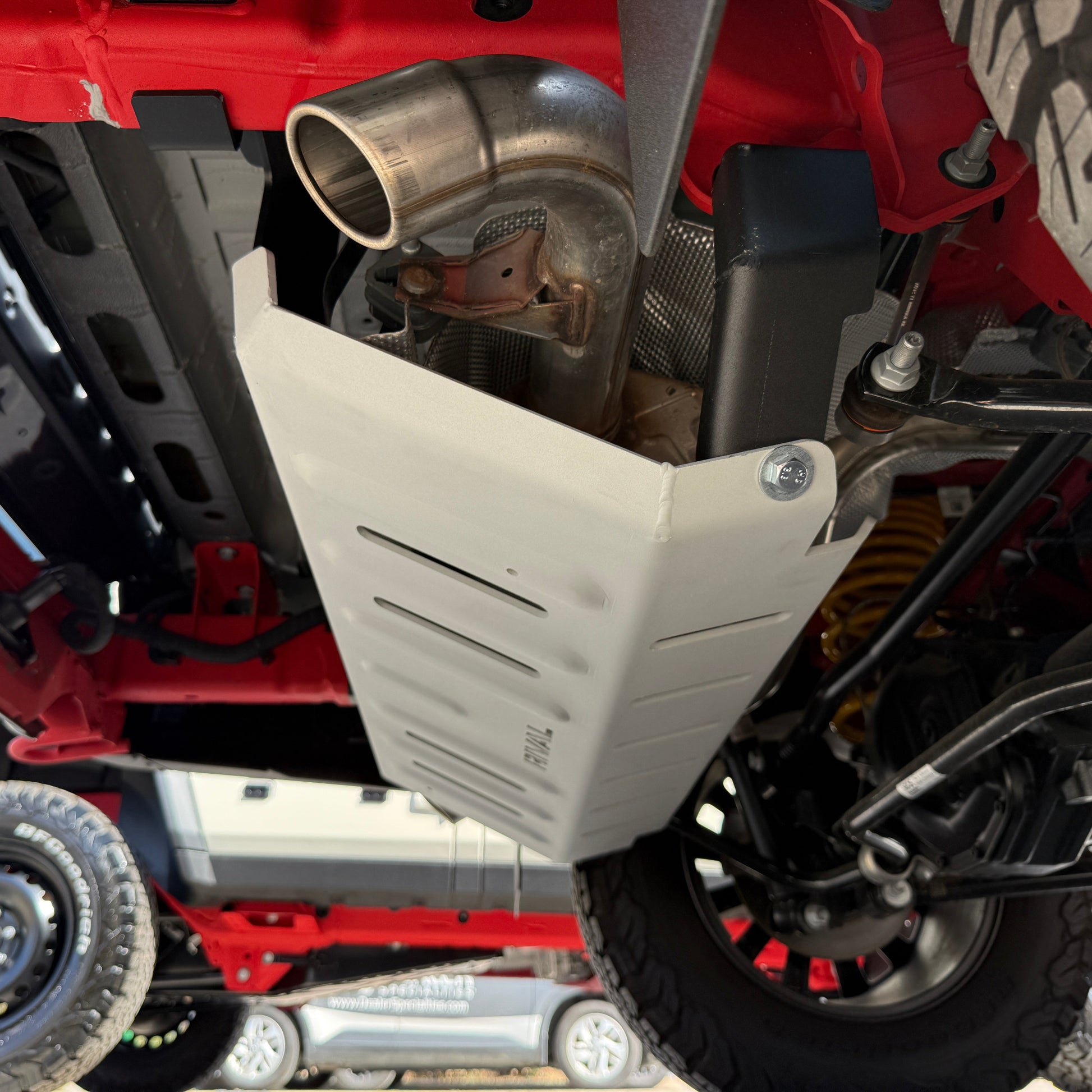 Open Box RIVAL Aluminum Exhaust Skid Plate 2024-2026 Ineos Quartermaster - RIVAL USA INC.