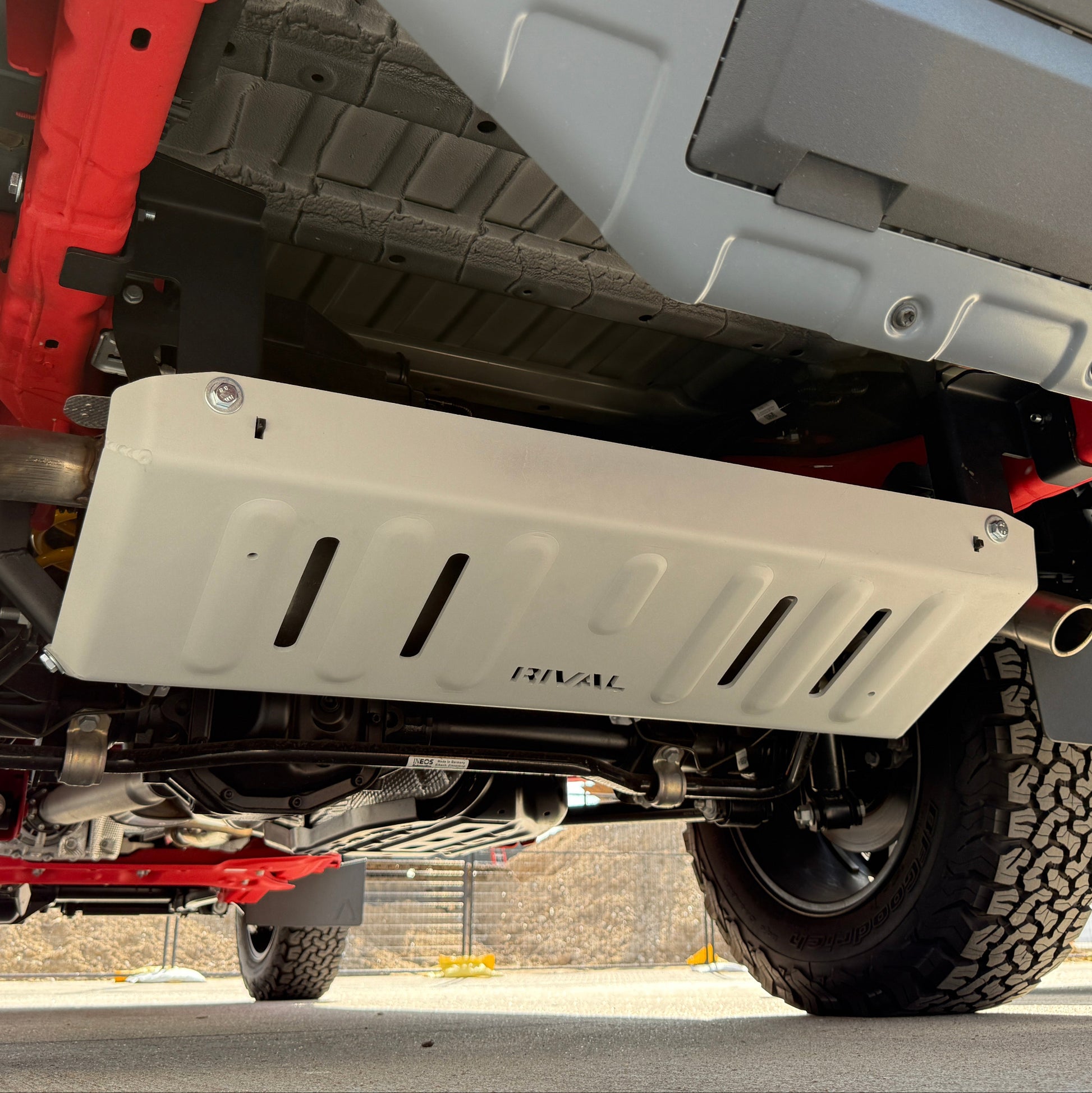Open Box RIVAL Aluminum Exhaust Skid Plate 2024-2026 Ineos Quartermaster - RIVAL USA INC.