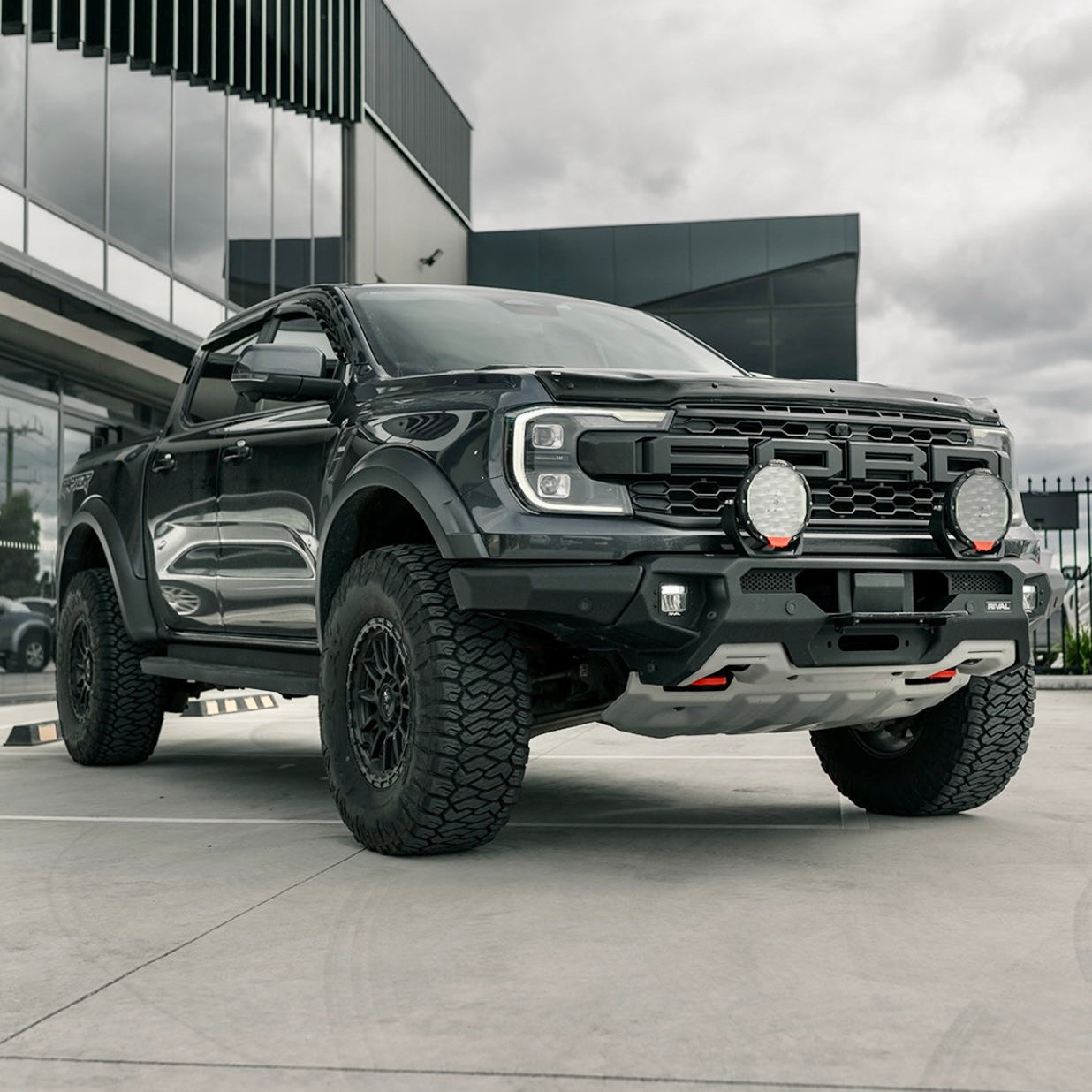 RIVAL Front Aluminum Bumper 2024-2026 Ford Ranger Raptor U.S. with Winch Mount and Recovery Points - RIVAL USA INC.