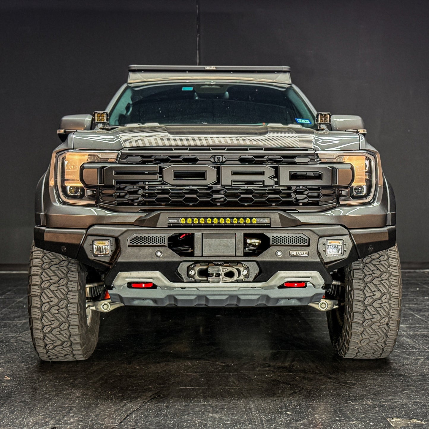 RIVAL Front Aluminum Bumper Ford Ranger Raptor 2024-2025 with Winch Mount and Recovery Points