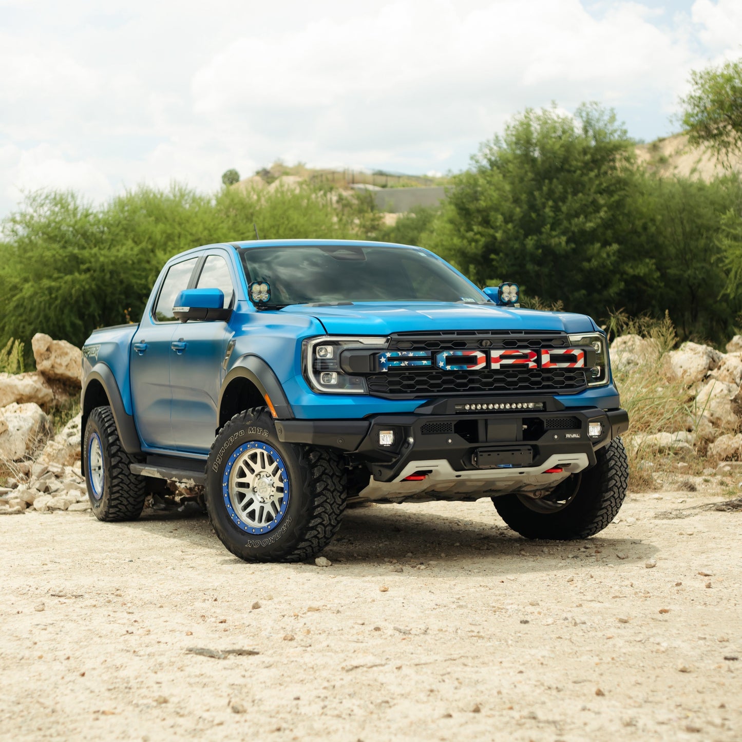 RIVAL Front Aluminum Bumper 2024-2025 Ford Ranger Raptor U.S. with Winch Mount and Recovery Points - RIVAL USA INC.