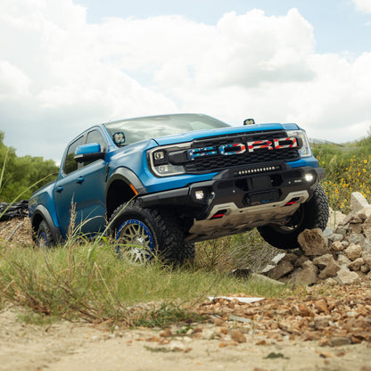 RIVAL Front Aluminum Bumper 2024-2025 Ford Ranger Raptor U.S. with Winch Mount and Recovery Points - RIVAL USA INC.