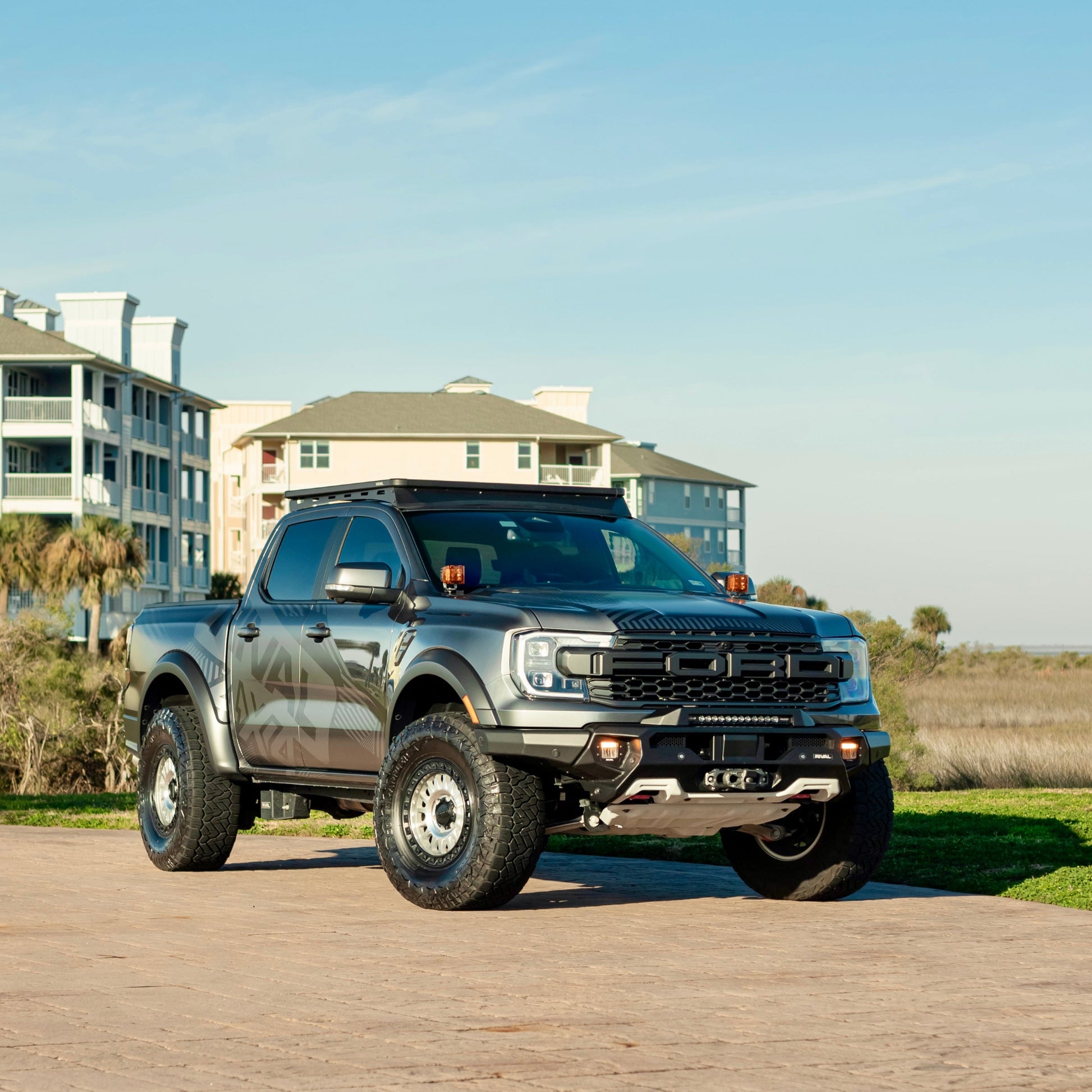 RIVAL Front Aluminum Bumper 2024-2026 Ford Ranger Raptor U.S. with Winch Mount and Recovery Points - RIVAL USA INC.