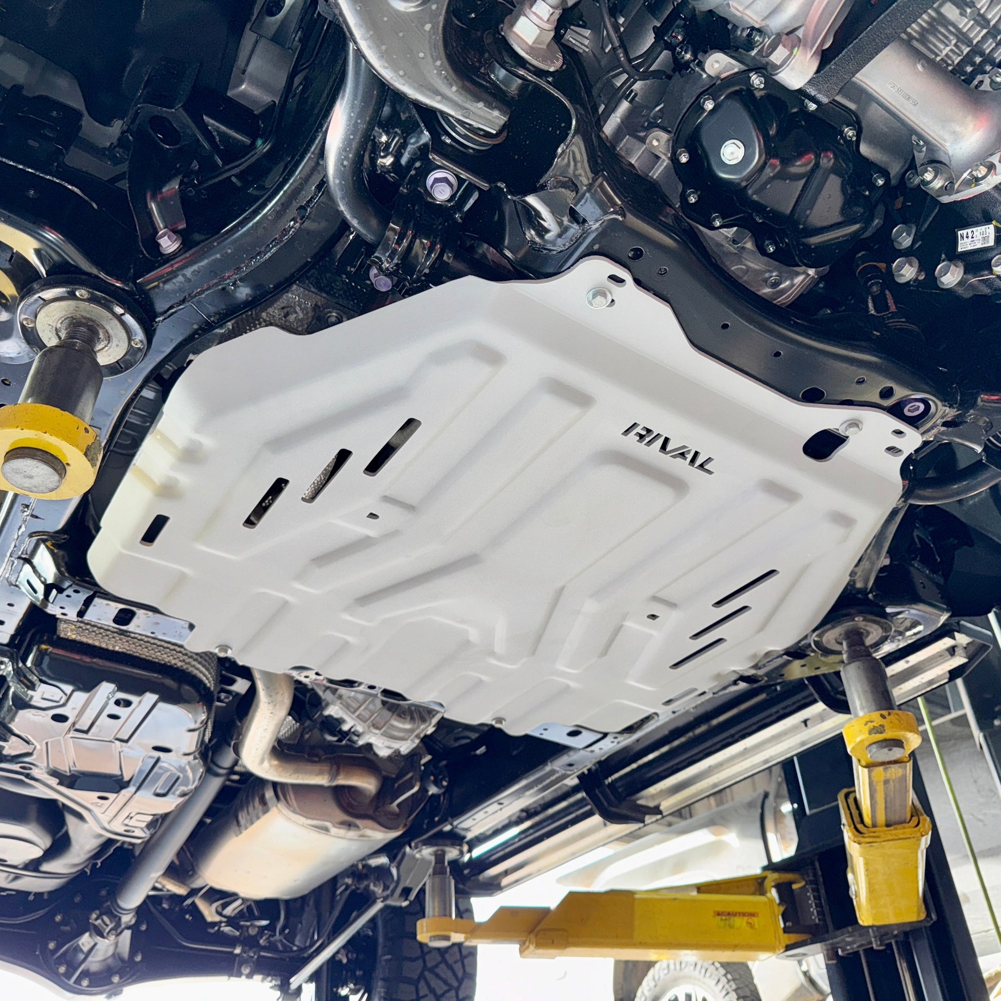 RIVAL Aluminum Transmission Catalytic Converter Skid Plate 2024-2026 Toyota Tacoma Hybrid 2024-2026 Toyota Land Cruiser 2025-2026 Toyota 4Runner Hybrid 2022-2026 Toyota Tundra Hybrid - RIVAL USA INC.