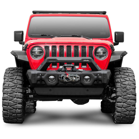 2D.2715.1-NL Front Modular Stamped Steel Stubby Bumper Jeep Wrangler (Full Set) - RIVAL 4x4 USA