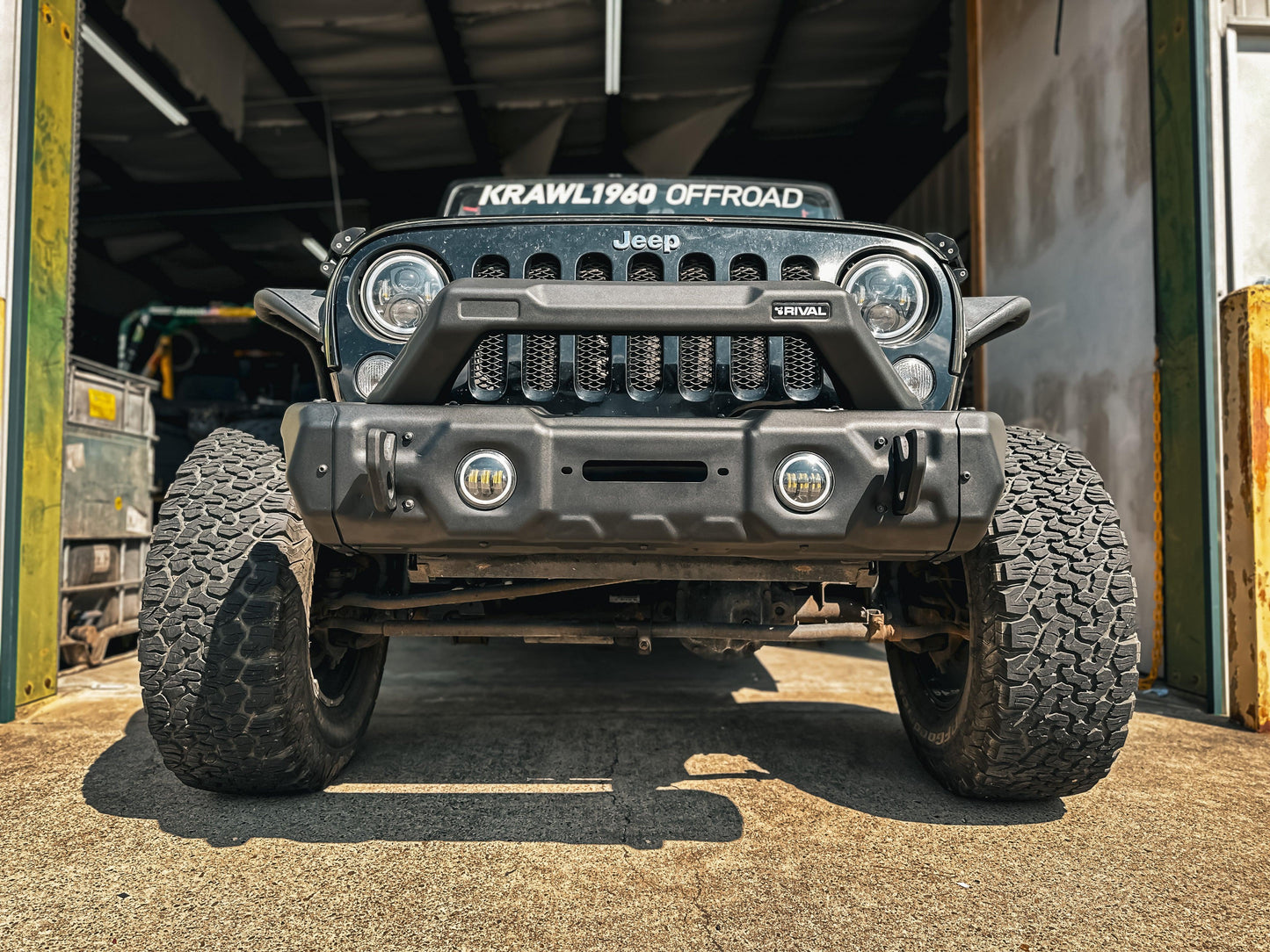 Full Set RIVAL Front Modular Stamped Steel Stubby Bumper Jeep Wrangler and Gladiator - RIVAL USA