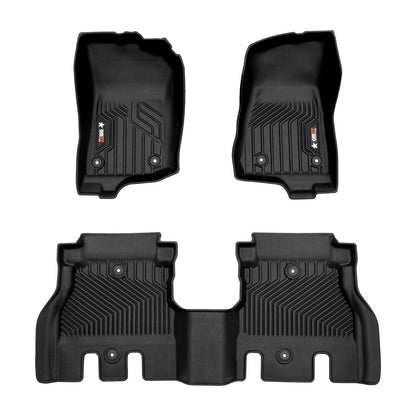 2018-2025 Jeep Wrangler Premium Floor Mats Liners First and Second Row Set