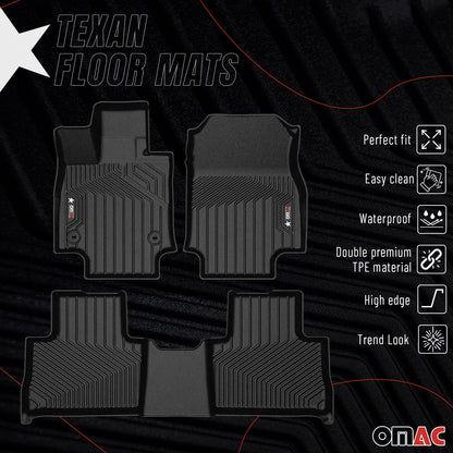 2019-2025 Toyota RAV4 Premium Floor Mats Liners First and Second Row Set Black - RIVAL USA INC.