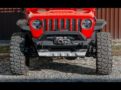RIVAL Front Aluminum Stubby Bumper 2018-2025 Jeep Wrangler JL including 392 2007-2018 Jeep Wrangler JK 2020-2025 Jeep Gladiator except Mojave