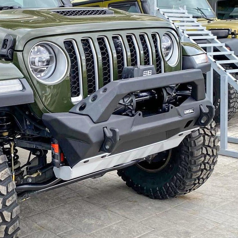 2D.2702.2-NL RIVAL Front Aluminum Stubby Bumper Jeep Wrangler JL JK Gladiator - RIVAL 4x4 United States